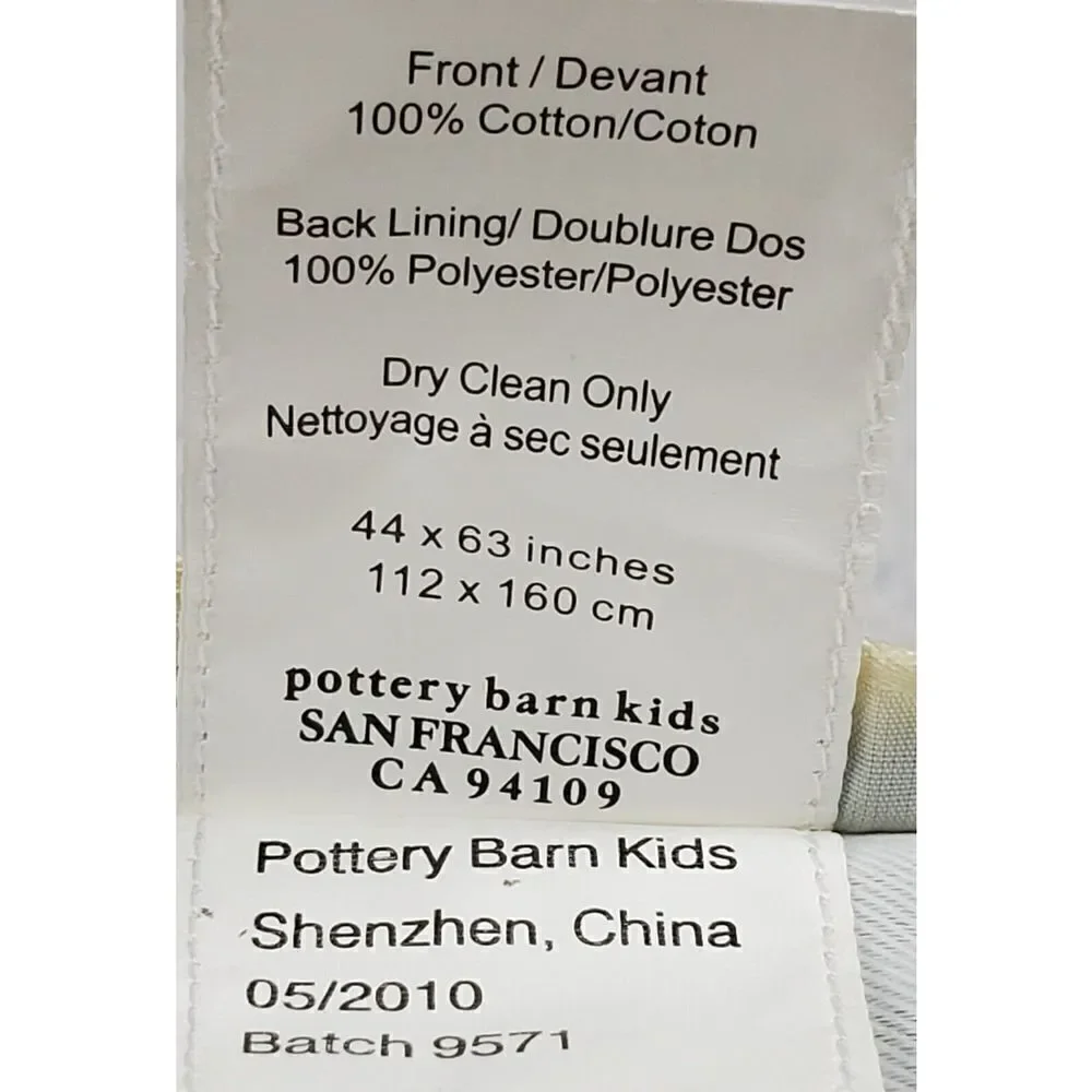 Pottery Barn Kids Pink White Gingham Plaid Checkered Curtain One Drape 44x63